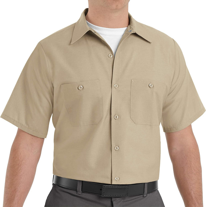 Red Kap Industrielles Arbeitshemd für Herren, Normale Passform, kurzärmelig XL Khaki, XL Khaki