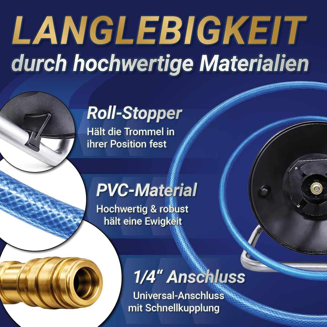 Bituxx Druckluftschlauchtrommel Druckluft Luftschlauch Trommel Aufroller für Kompressor 20 Meter man