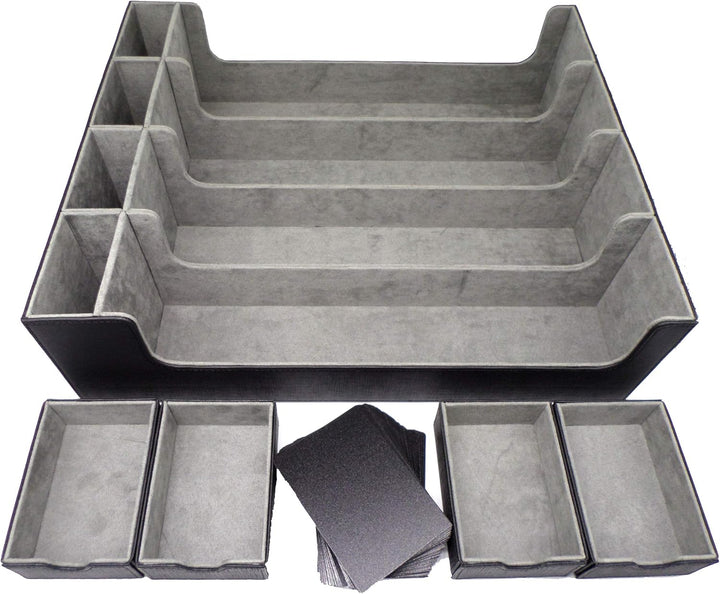 docsmagic.de Premium 4-Row Trading Card Storage Box Black + Trays & Divider - MTG PKM YGO - Sammelka