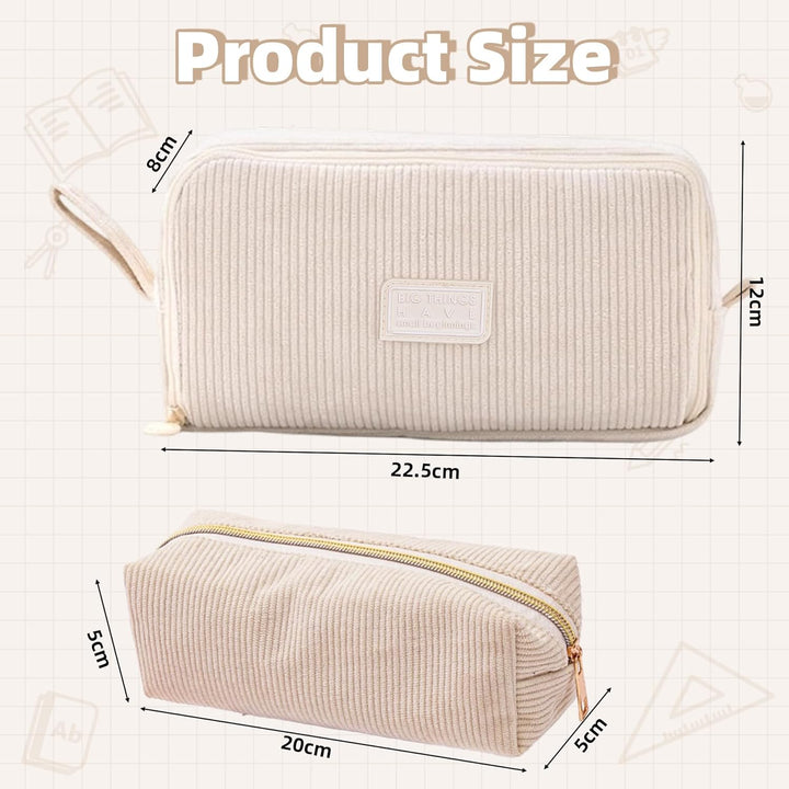 Guidre Federmäppchen Cord-Stoff,Federtaschen Mäppchen mit 3 Fächer Schulmäppchen Grosse,praktischem