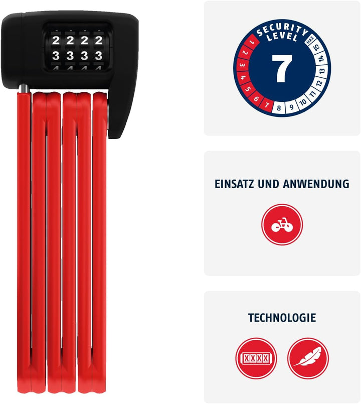 ABUS Faltschloss Bordo Lite 6055C SH - mit Halterung und Zahlencode - Extra-leichtes Zahlenschloss a