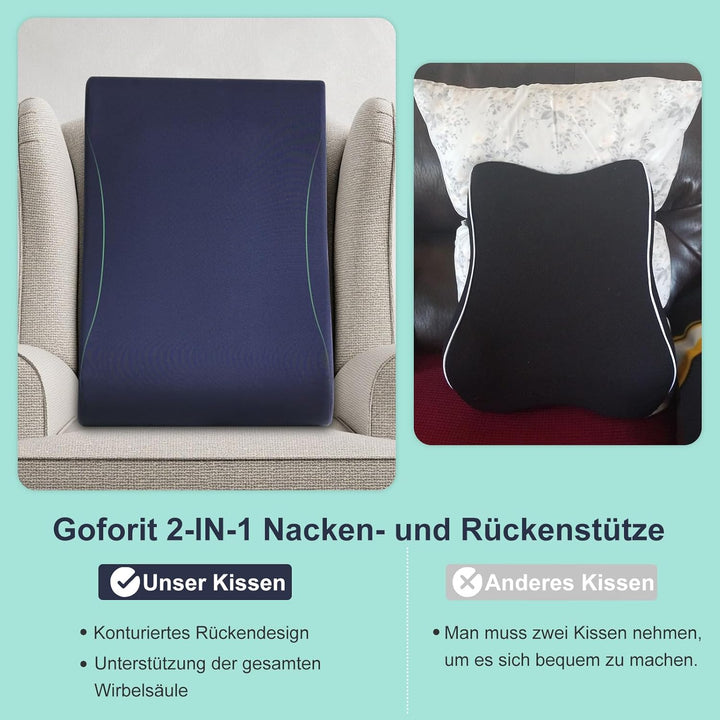 GOFORIT Ergonomisches Rückenkissen für Liegesessel & Schaukelstuhl - 68cm Extra Hoch, Weiches 2in1 N
