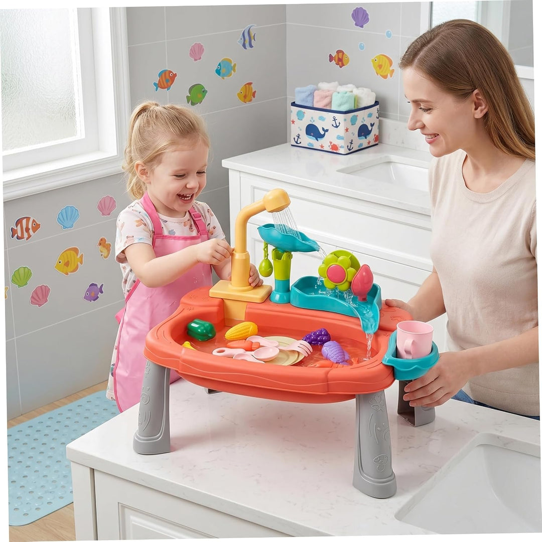 Spielspüle mit fliessendem Wasser, lustiges Baby-Wassertisch, Waschen und Angeln, Rollenspiel-Set fü