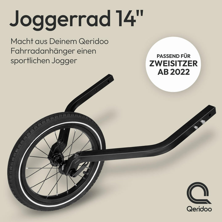 Qeridoo Unisex Jugend 14" Joggewheel for Two-Seater Zubehör für Stühle/Kinderwagen, Schwarz (Schwarz