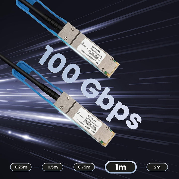 Extralink DAC QSFP28 Kabel 1m – Passives Twinax Kabel 100Gbit, QSFP28 zu QSFP28, MSA kompatibel, für