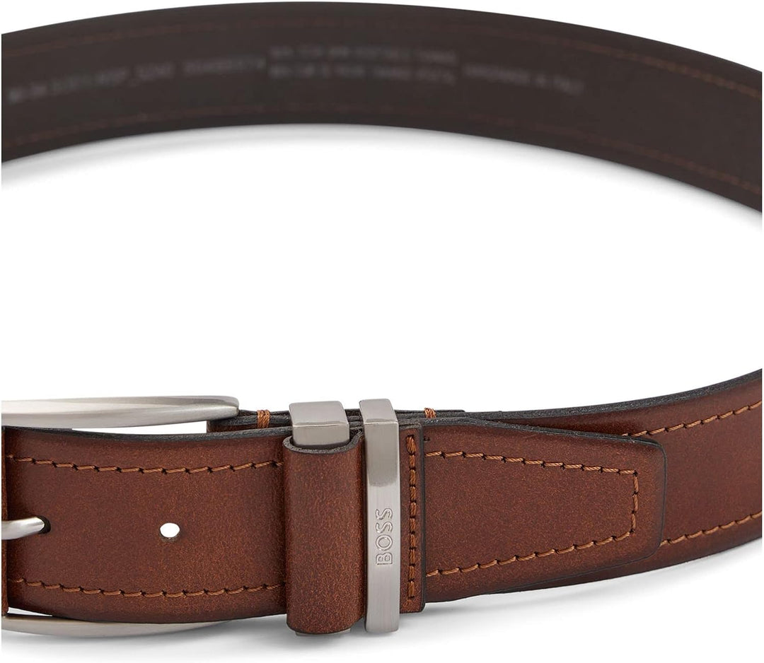 BOSS Herren Sody-NSP Sz40 Gürtel aus italienischem Leder mit glattem Finish und Logo auf der Schlauf