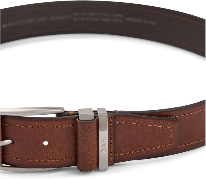 BOSS Herren Sody-NSP Sz40 Gürtel aus italienischem Leder mit glattem Finish und Logo auf der Schlauf