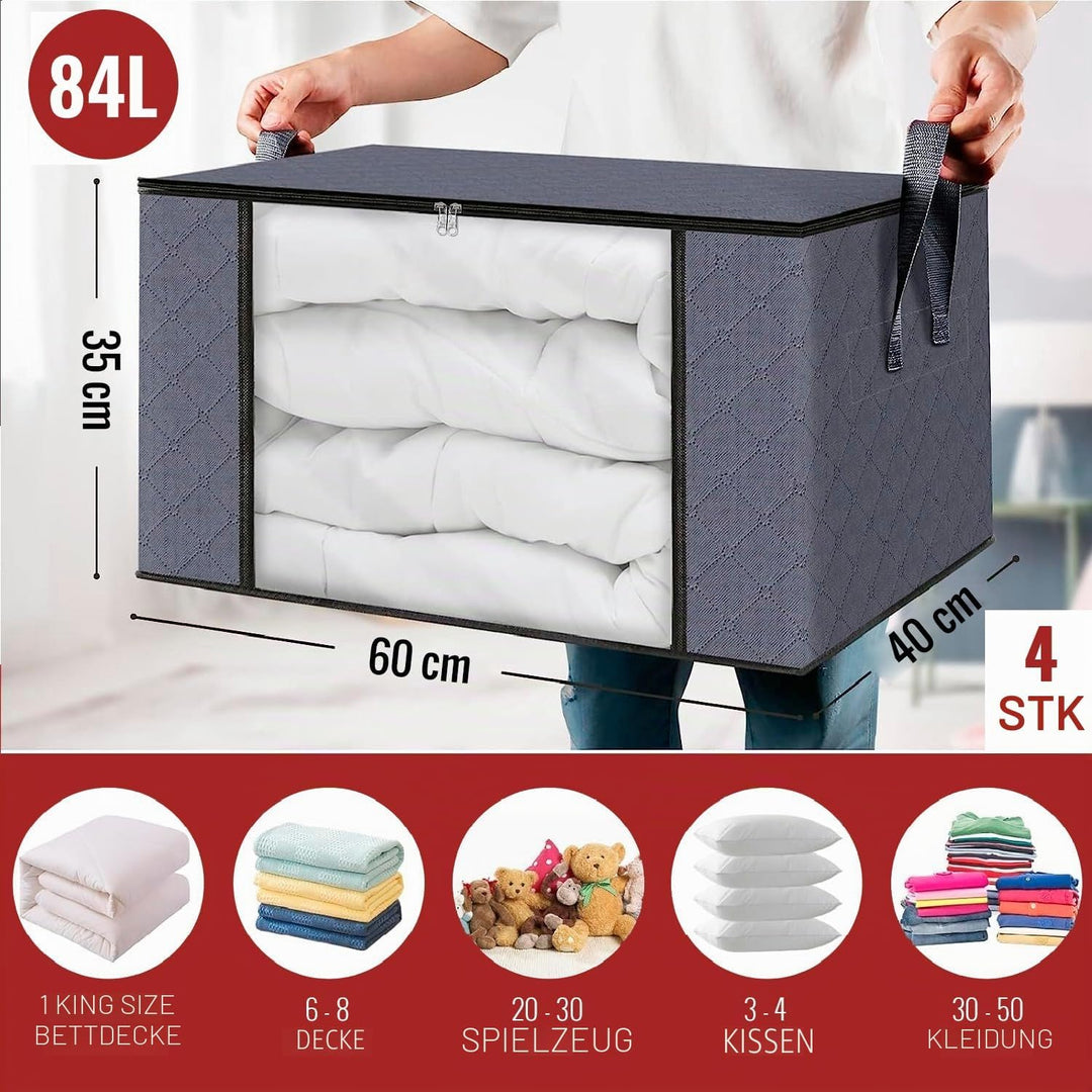 edihome, Aufbewahrungstasche, (4 Stück), Kleideraufbewahrung, Kleiderschrank organizar, Unterbett Au