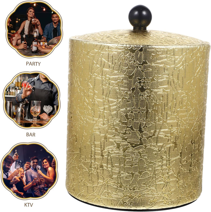 BESTonZON Getränkeeimer Eiseimer Getränkekühler mit Deckel Golden Champagner Wein Bier Getränke Eime
