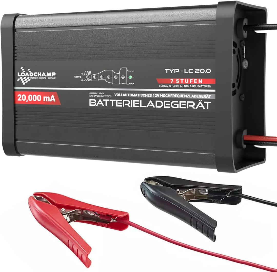 Loadchamp 20A automatisches Batterie Ladegerät AGM Gel Calcium Solar Akku LKW Batterie