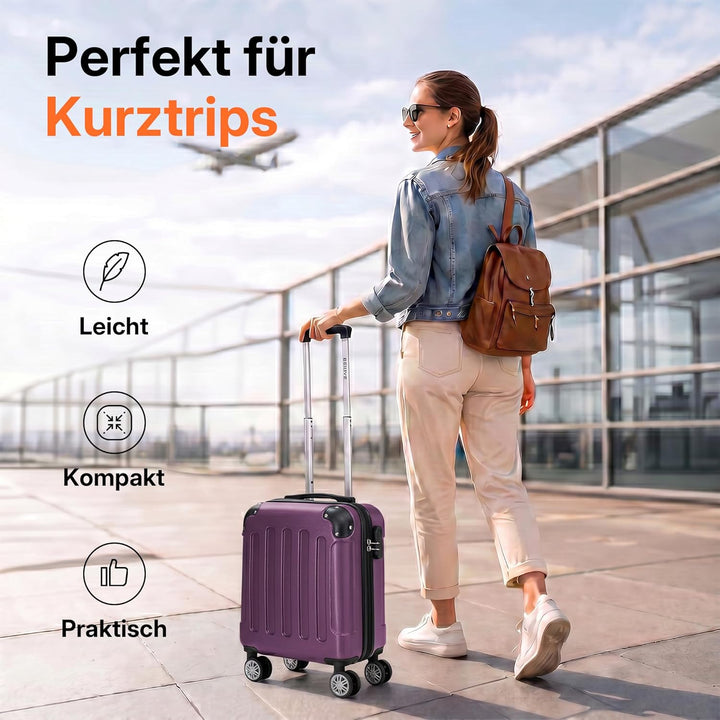 BEIBYE Handgepäck Koffer 45x36x20 cm – Untersitzkoffer für EasyJet, kleines Kabinengepäck aus ABS, V