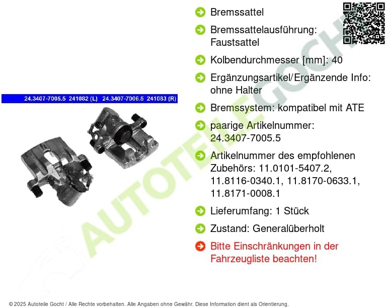 Ate 24.3407-7006.5 Bremssättel