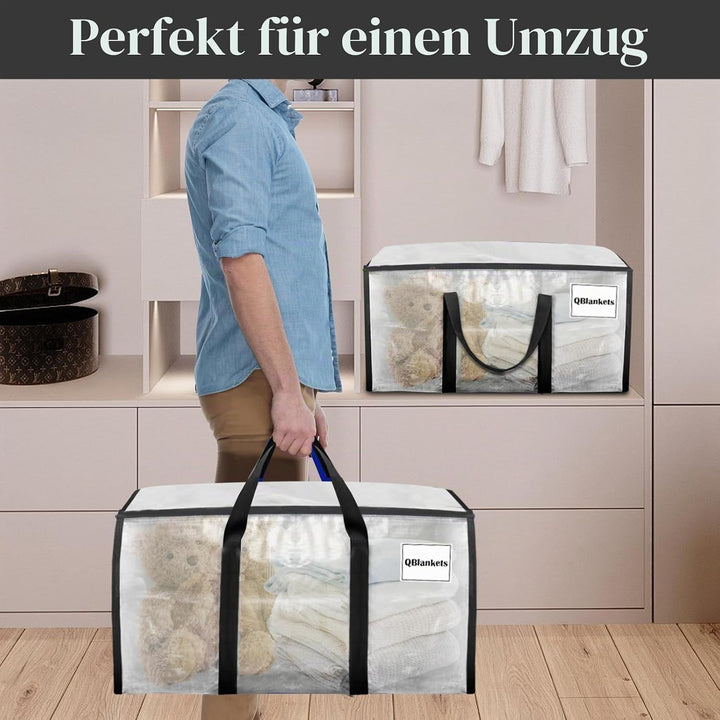 Withosent 100L Aufbewahrungstasche Gross Gewebt, 10er Wasserdicht Umzugstaschen mit Reissverschluss