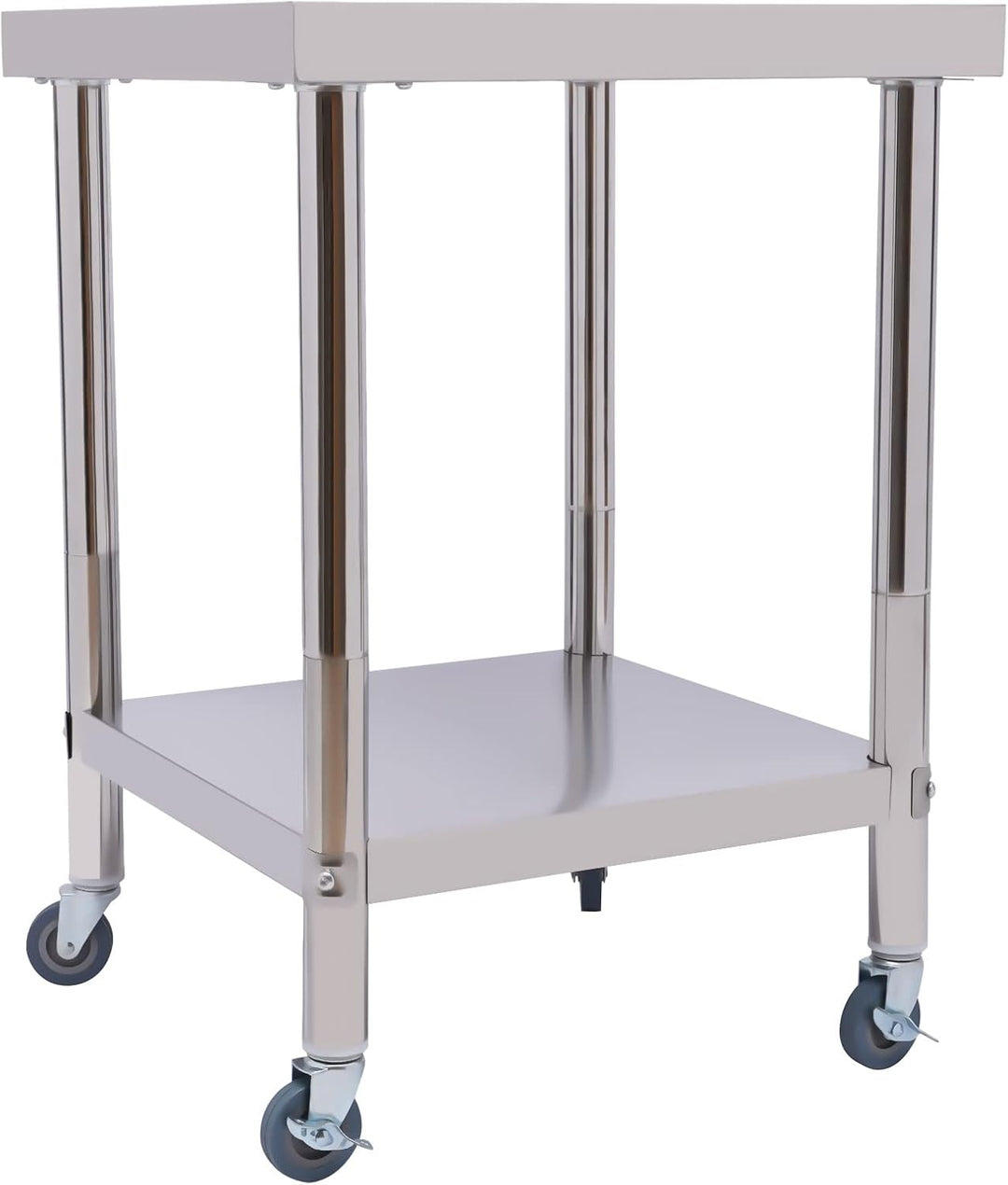 C-Juzarl Edelstahl Arbeitstisch 60 * 60 * 85cm Silbertisch mit Rollen, Küchentisch mit Ablage für di