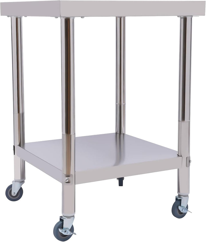 C-Juzarl Edelstahl Arbeitstisch 60 * 60 * 85cm Silbertisch mit Rollen, Küchentisch mit Ablage für di