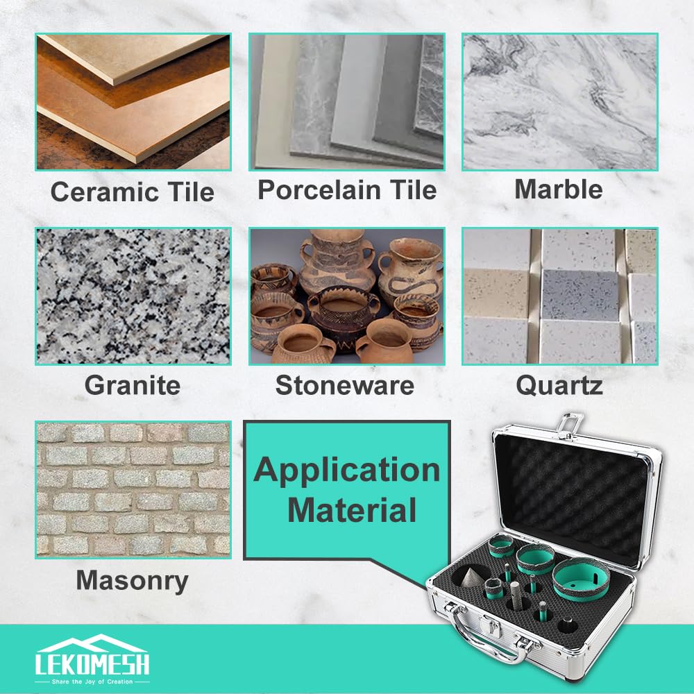 Diamant-Porzellanbohrer - 10 Stück (6/6/8/20/35/50/68 mm + 10 mm Diamantfräser + 50 mm Diamant-Fräsb