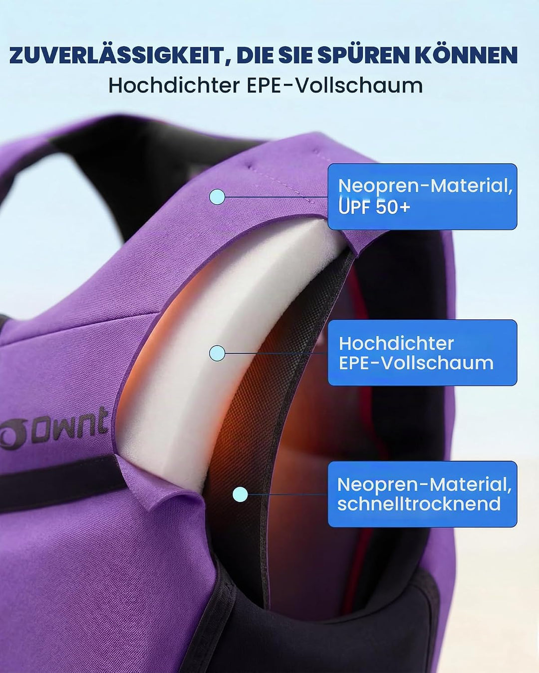 Owntop Schwimmhilfe für Jugend Kinder, verstellbare Auftriebsweste Unisex, Schwimmweste mit Sicherhe