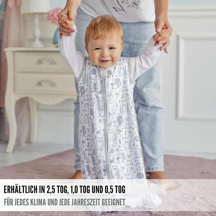 Mama Cheetah Baby Schlafsack, Bio-Baumwolle, Tragbare Babydecke, Schlafsack mit 2-Wege-Reissverschlu