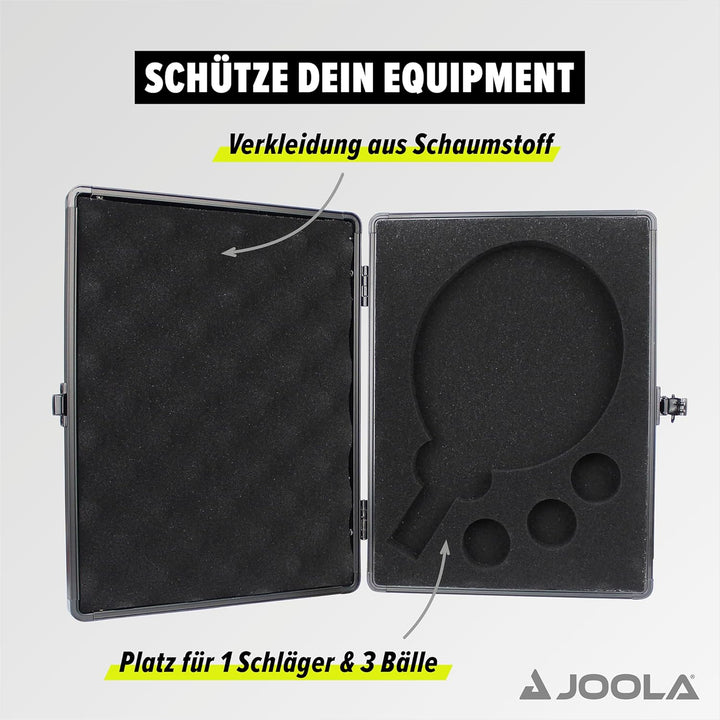 JOOLA Tischtennishülle Schlägerkoffer BAT CASE Alukoffer passend für 1 Tischtennisschläger und 3 Tis