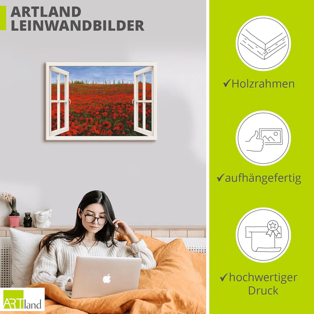 ARTland Leinwandbilder Wandbild Bild auf Leinwand 100x70 cm Landschaften Fensterblick U1TK 4 Jahresz