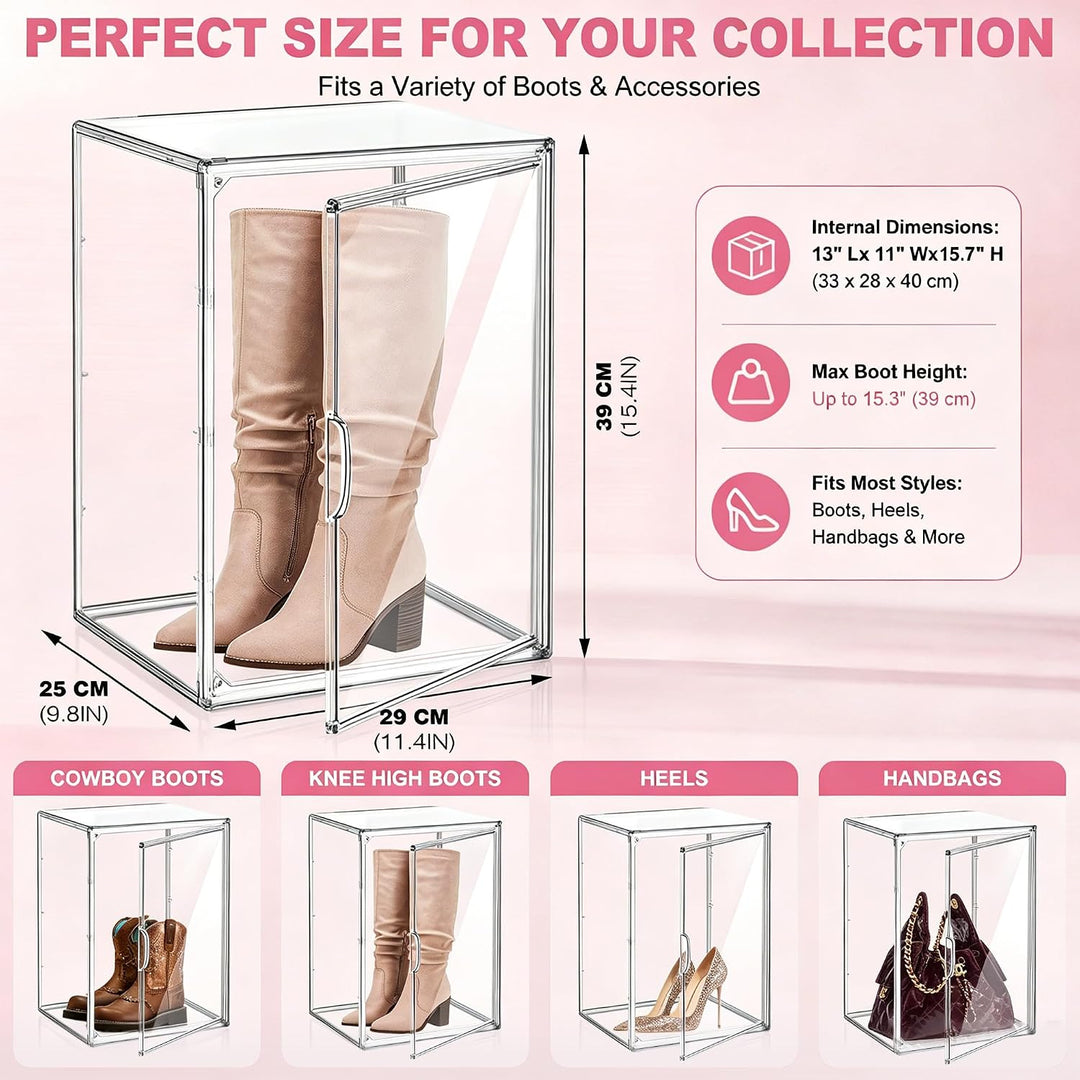 Stapelbare hohe Stiefel Schuh Aufbewahrung Boxen, Acryl Display Case Transparent Plastik Stapelbare