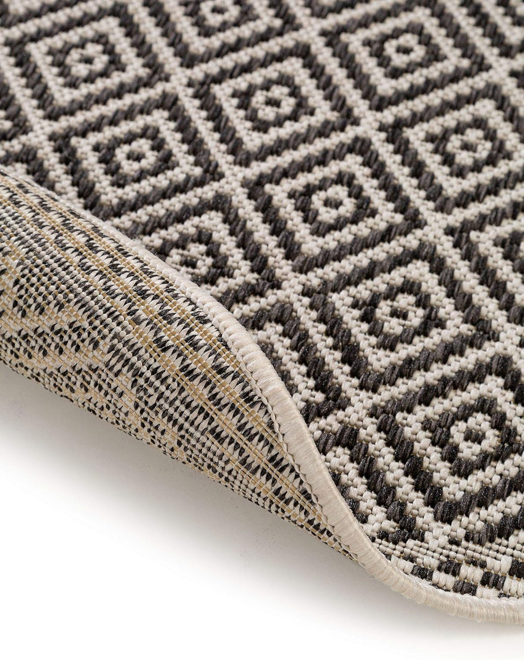 benuta Nest Teppich Cleo - Kunstfaser - Outdoor geeignet - Rund & im Style: Geometrisch, Zickzack, B