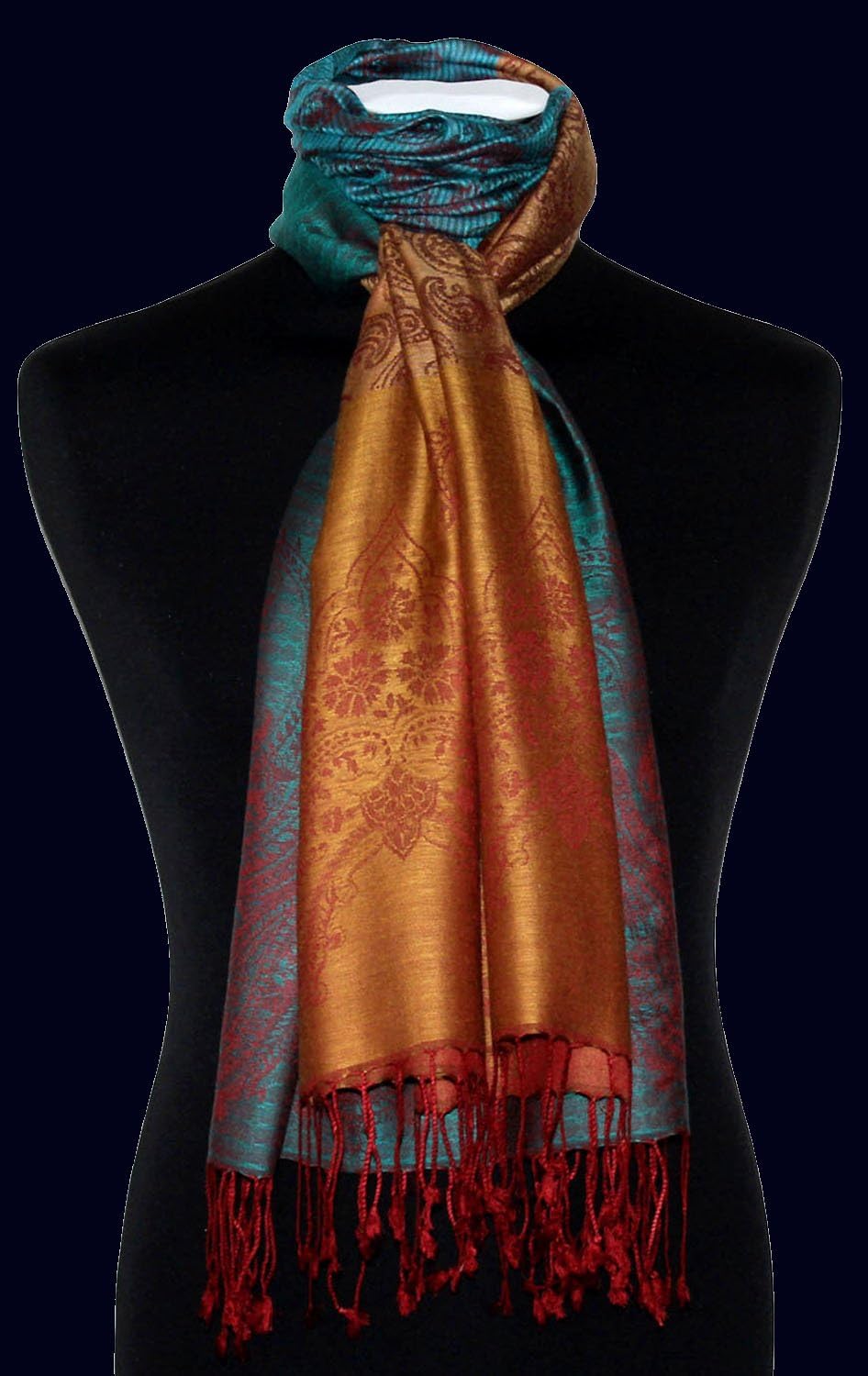 Lorenzo Cana Marken Herren Schal Schaltuch opulentes Muster in harmonischen Farben mit Fransen 70 cm
