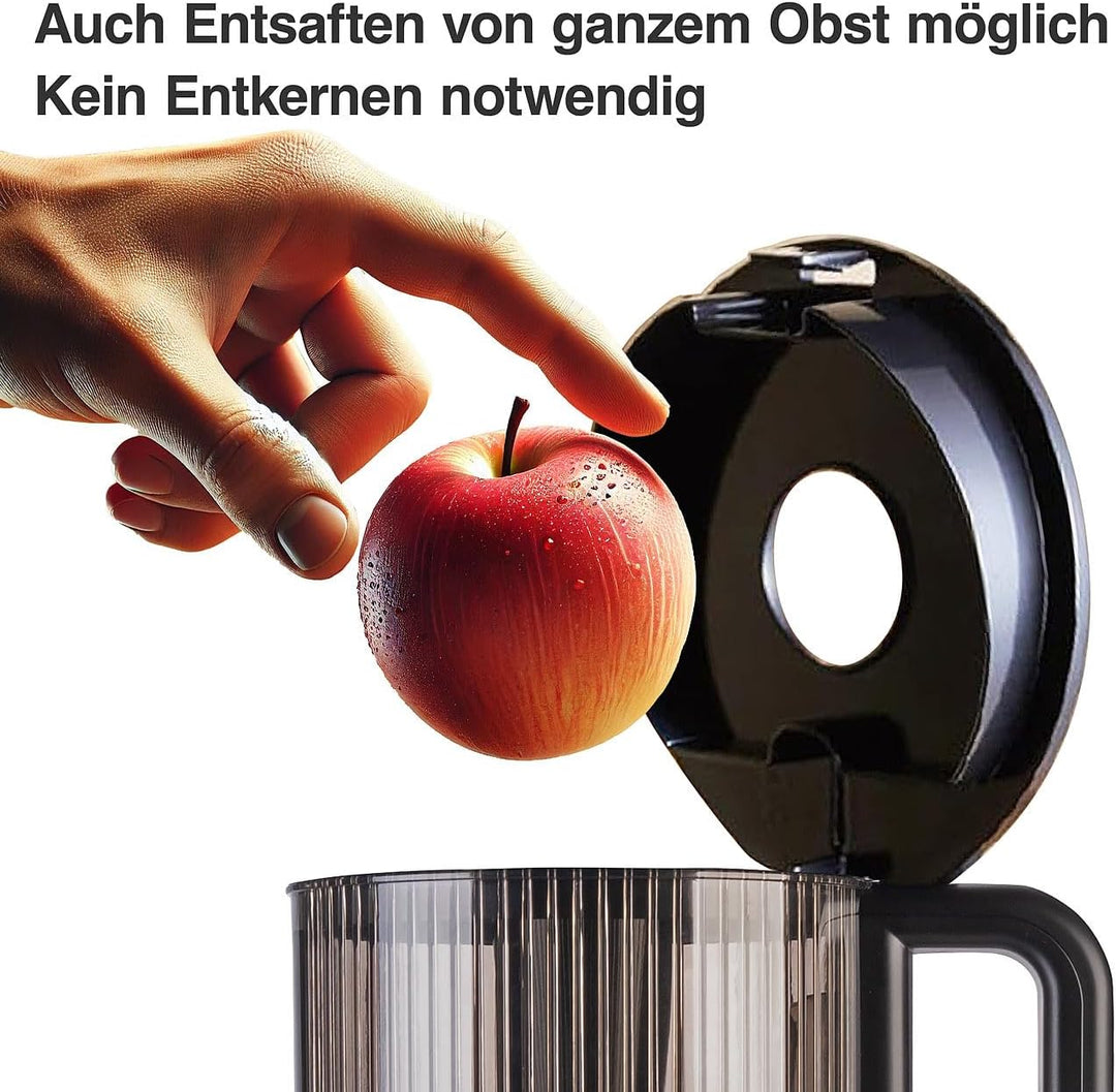 Rosenstein & Söhne Kaltentsafter: Elektro-Ganzfrucht-Kalt-Entsafter, 800ml, Rücklaufgang, 60 U/min,