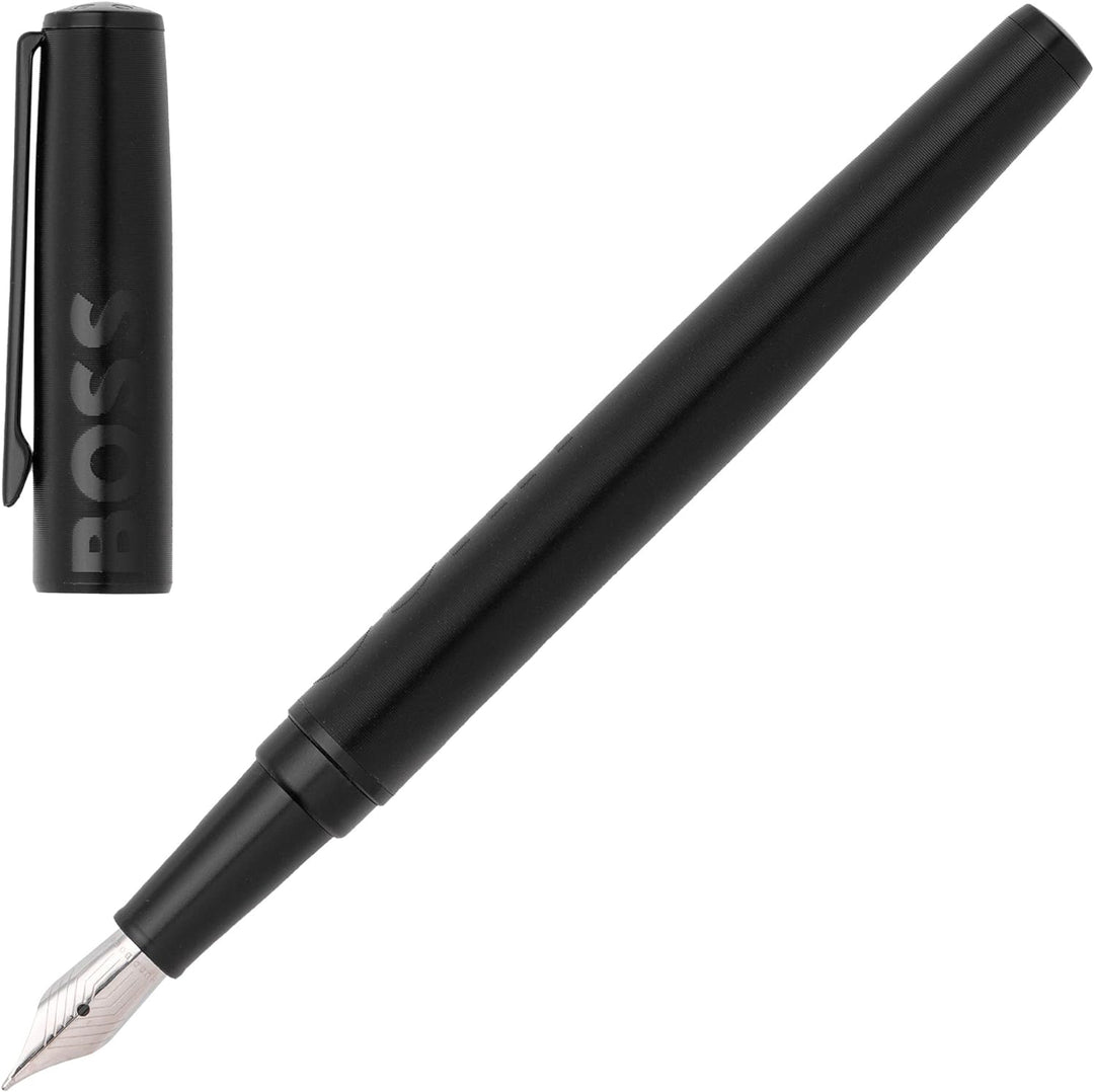 Hugo Boss Schreibset Label Black HPAP209A (Füllfederhalter & Konferenzmappe A4) | Geschenkbox