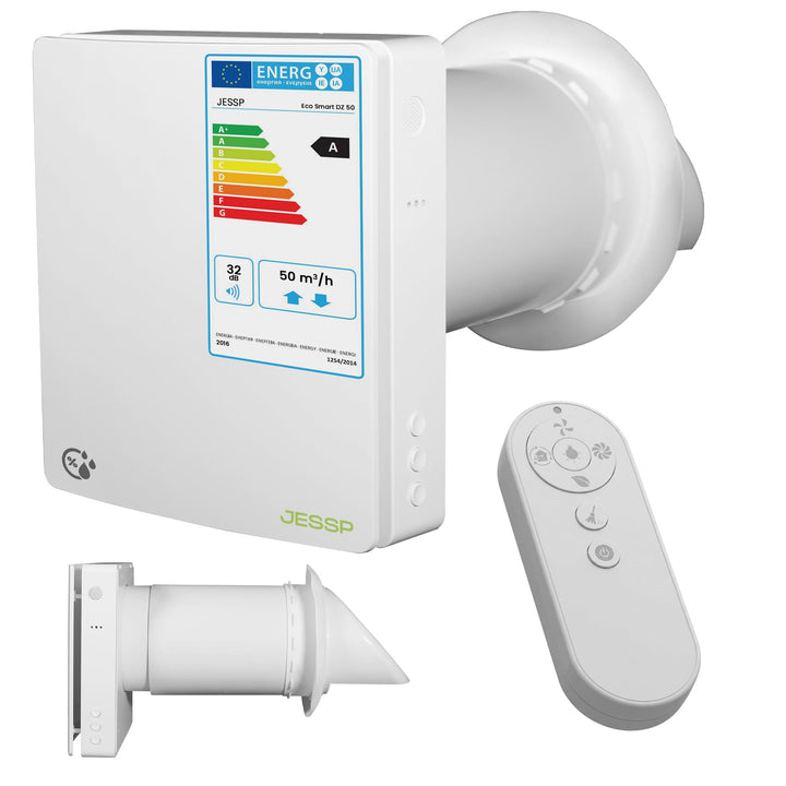 Eco Smart DZ Wohnraumlüftung – Luftfeuchte-gesteuert, 97% Wärmerückgewinnung, WLAN, F7-Filter, Ø160m
