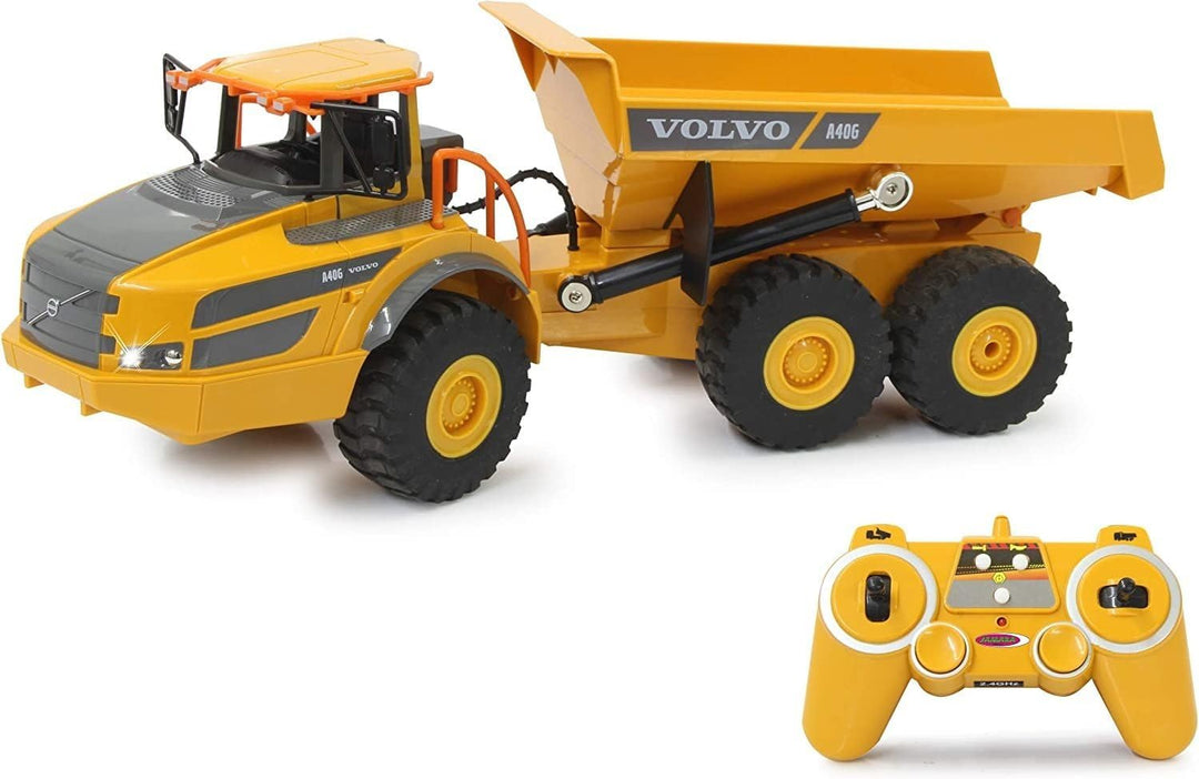 JAMARA 405056 - Muldenkipper Volvo A40G 1:20 2,4GHz- originalgetreue Knicklenkung, Kippmulde hoch /