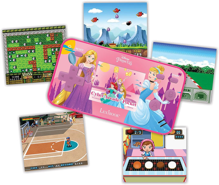Lexibook JL1895DP Disney's Princesses Cyber Arcade Pocket Tragbare Spielkonsole, 150 Gaming, LCD, Ba