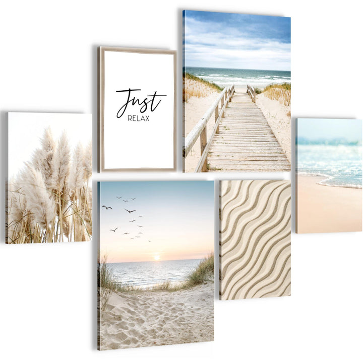Novart Bilder Set - AUFHÄNGFERTIG - KEIN EXTRA RAHMEN BENÖTIGT - Meer Modern Paradies Strand - Wohnz