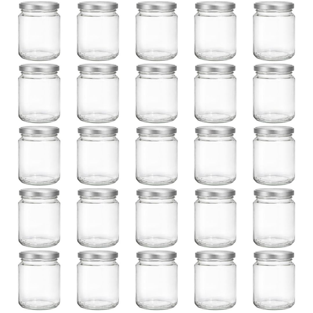 Vitrea 25x Marmeladengläser 275 ml - mit Deckel Silber TO 66 - Einmachgläser zum befüllen mit Schrau