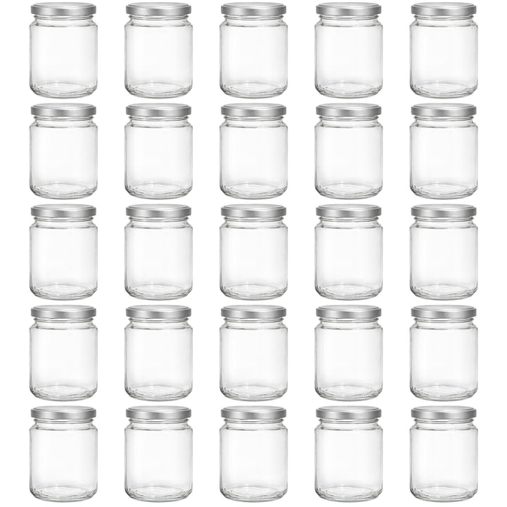 Vitrea 25x Marmeladengläser 275 ml - mit Deckel Silber TO 66 - Einmachgläser zum befüllen mit Schrau