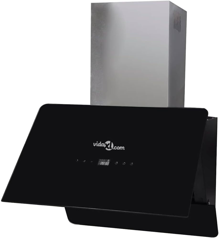 vidaXL Dunstabzugshaube Schwarz Hartglas mit Display 600 mm