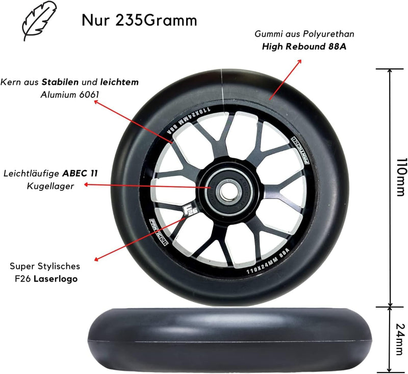 Fantic26 Stunt-Scooter Trick Roller Ersatzteile Bundle I ODI SLX Soft Griffe mit Barends I F26 Spy7