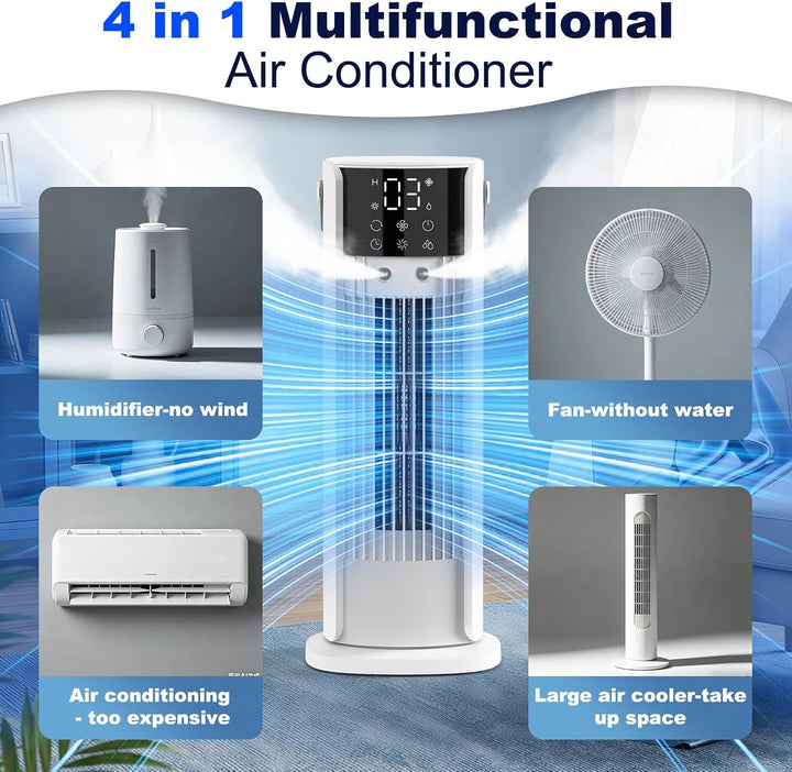 Klimaanlage Mobil, 4-In-1 Luftkühler mit Wasserkühlung, Mobile Klimaanlage con Tanque de 900ml, 3 Ge