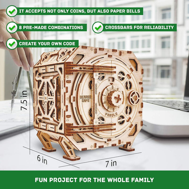 Wood Trick Safe Holzmodellbausatz für Erwachsene und Kinder - DIY Locker Puzzle Box mit Kombination