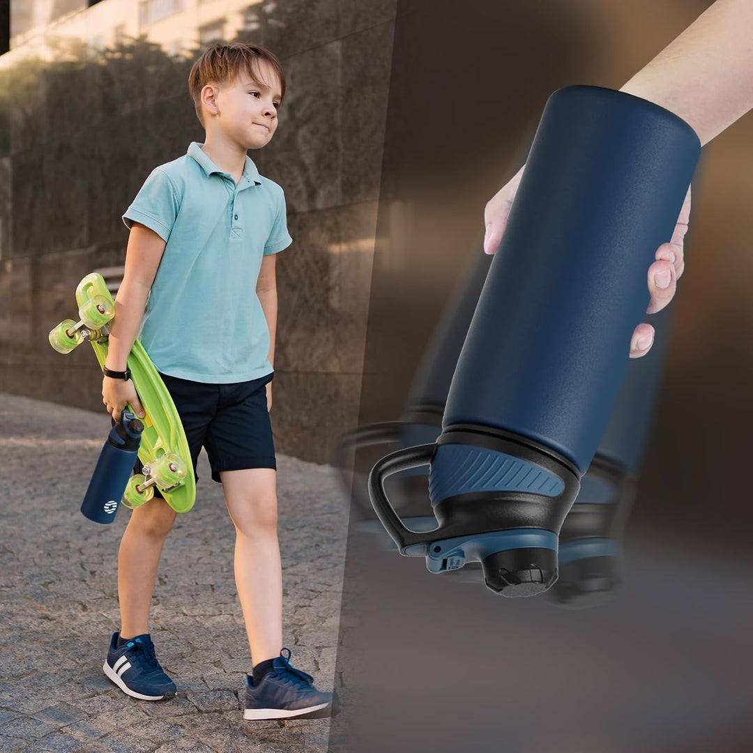 Fjbottle Edelstahl Trinkflasche Sport mit Magnetischem Deckel 1L, 800ml, 600ml, 400ml BPA-Frei Ausla
