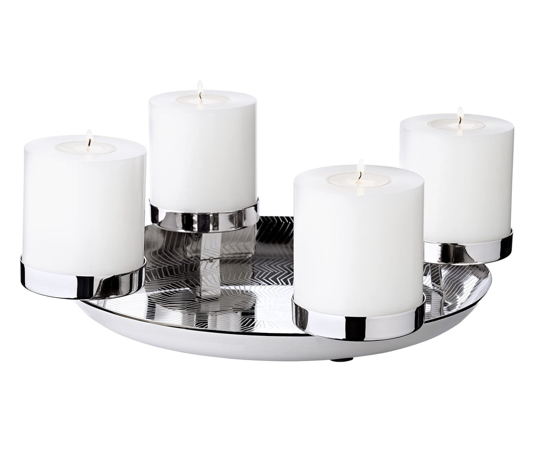 EDZARD Adventskranz Kaya (Ø 36 cm), Edelstahl hochglanzpoliert, silberfarben, für Stumpenkerzen ø 8