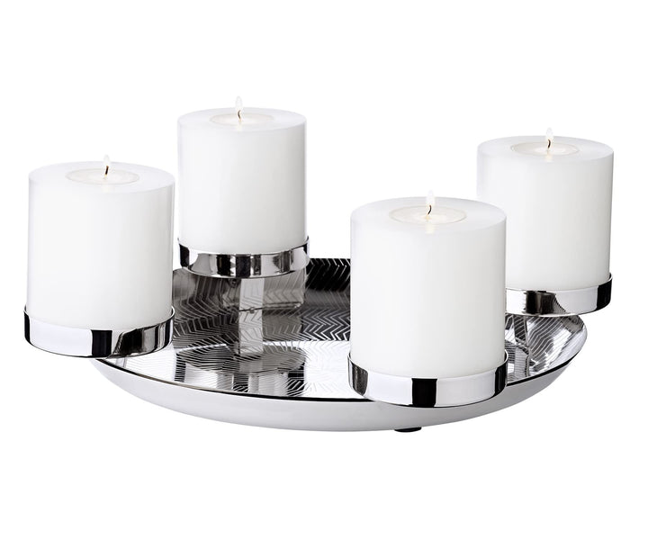 EDZARD Adventskranz Kaya (Ø 36 cm), Edelstahl hochglanzpoliert, silberfarben, für Stumpenkerzen ø 8