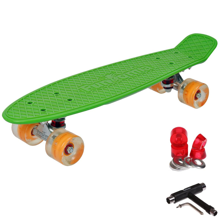 FunTomia 57cm Mini-Cruiser Board Skateboard mit oder ohne LED Leuchtrollen inkl. Aluminium Truck, AB