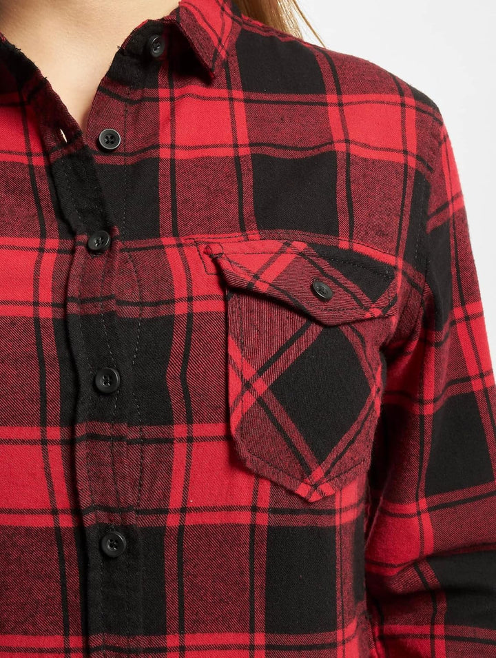 Brandit Amy Flanell Checkshirt Girl-Hemd, M Rot-schwarz