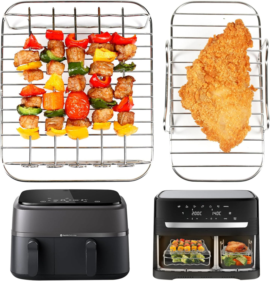 BYKITCHEN Heissluftfritteuse Zubehör für Philips Dual Basket 3000-Serie, 9L/Tefal 5,2/3,1 L Easy Fry