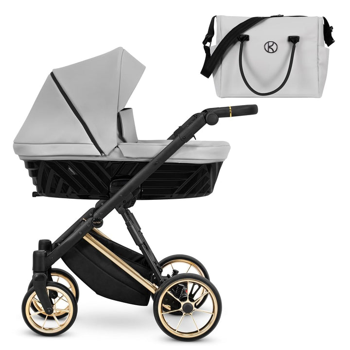 Kunert Ivento Premium 2in1 Kinderwagen mit Goldrahmen, Aluminiumrahmen, Bunt (Grau), Grau