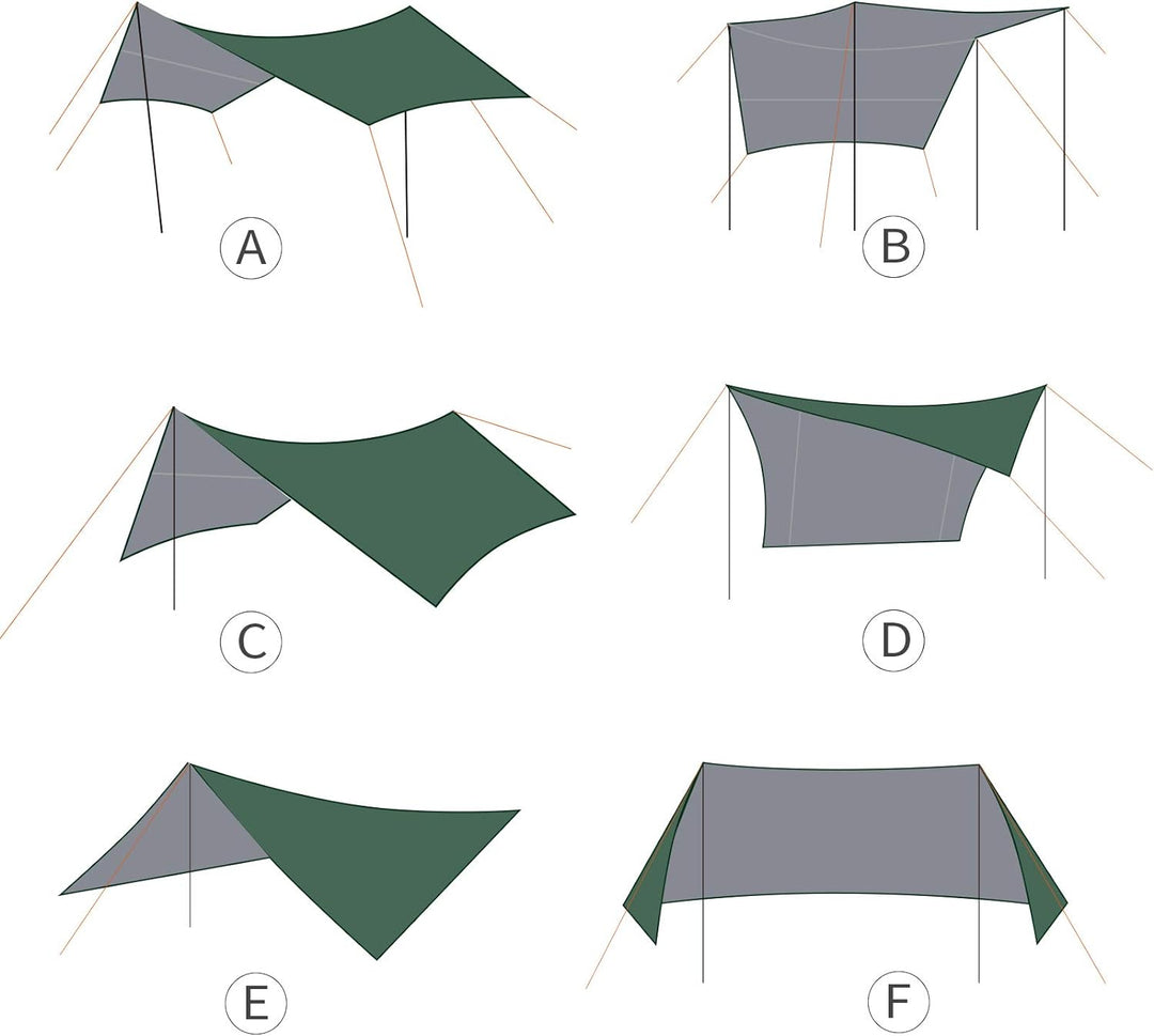 Unigear Zeltplane wasserdicht, 350x290cm/450x420cm sechseckig Tarp mit Ösen + 6 Aluminium Erdnägel+