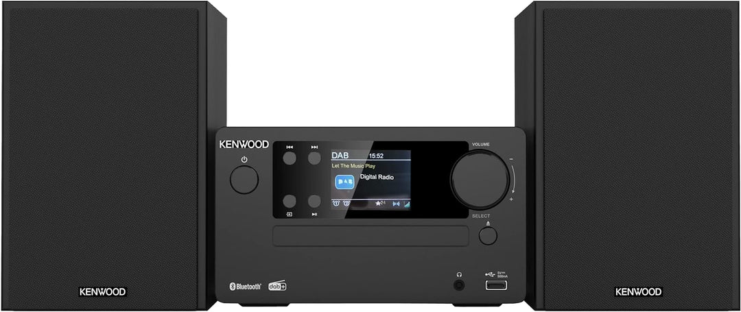 KENWOOD M-725DAB-B - Micro HiFi-System mit DAB+, CD, USB, Bluetooth und TFT-Display, Midnight Black,