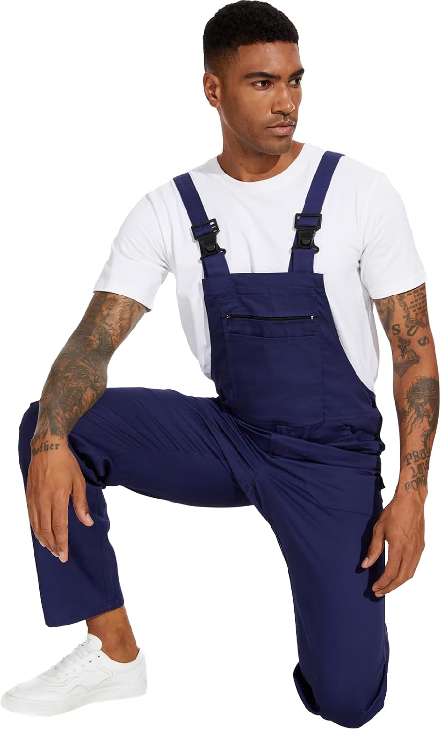 WORK IDEA Arbeits-Latzhose für Männer Multi Pocket Technology Herren Arbeitslatzhose S Marine, S Mar
