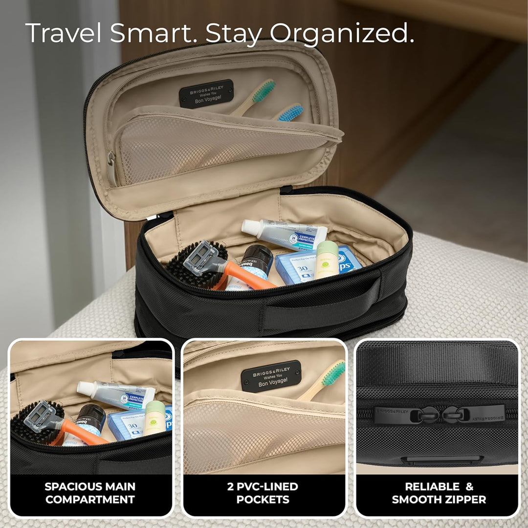 Briggs & Riley Baseline Toilettenartikel-Set Schwarz Erweiterbares Essentials-Toiletry Kit, Schwarz